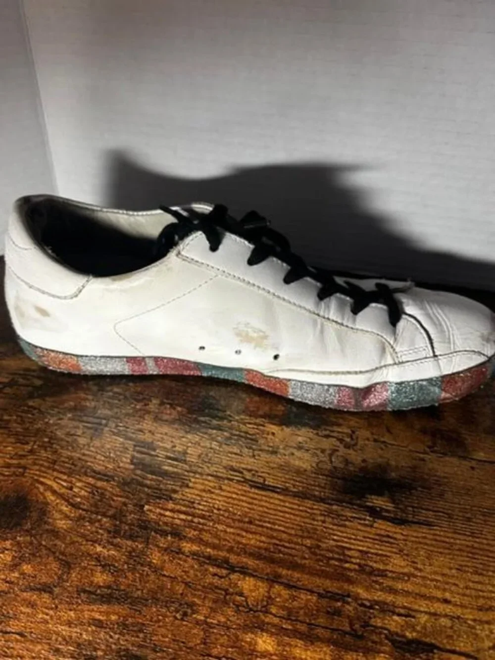 *Golden Goose SuperStar Glitter Sole Distressed/Lived In Leather 39 Italy